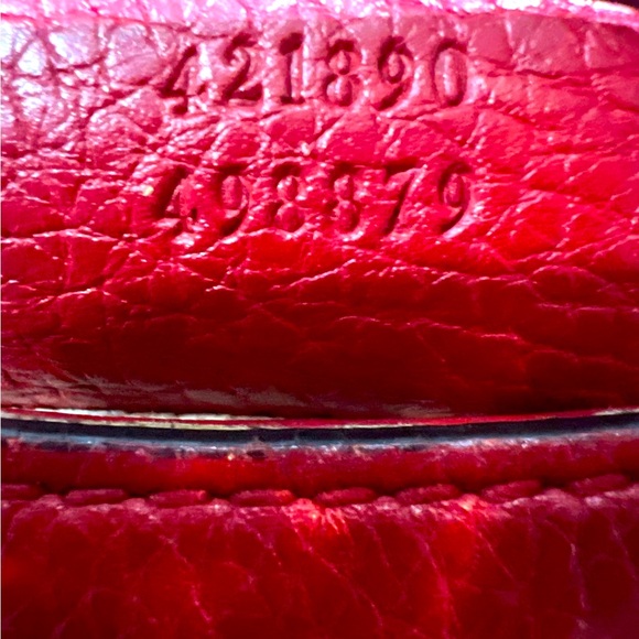 Gucci Calfskin Small GG Marmont Top Handle Bag in Vulcanic Red - Picture 13 of 16